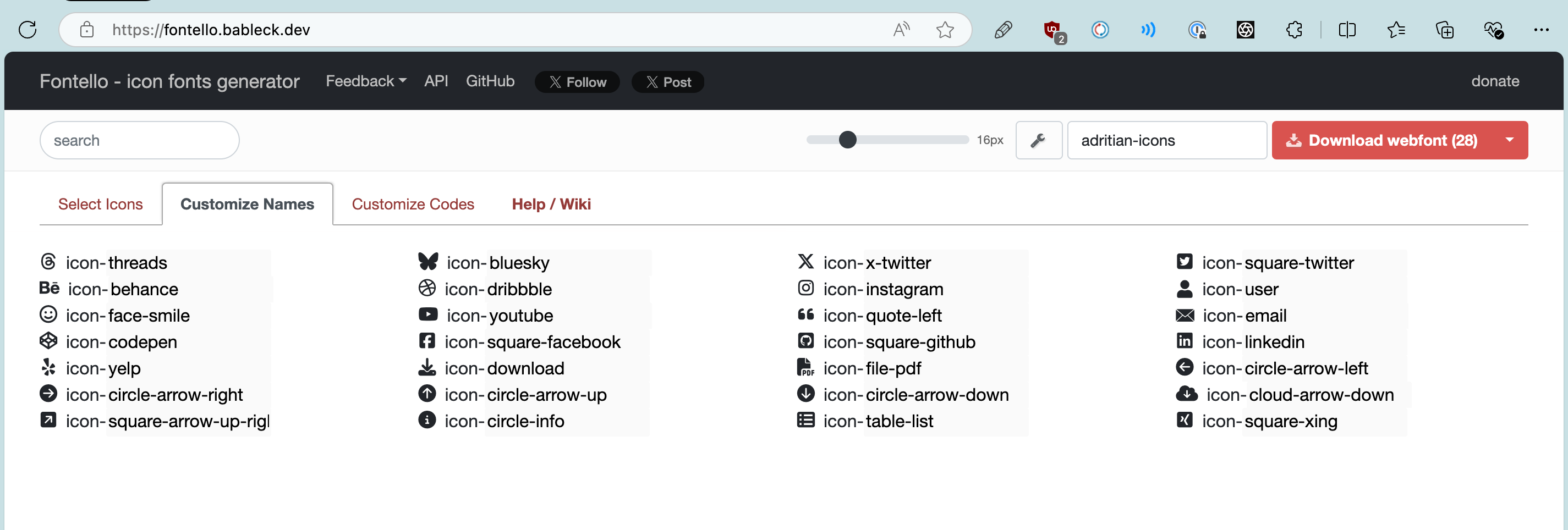 Adding new icons in Fontello